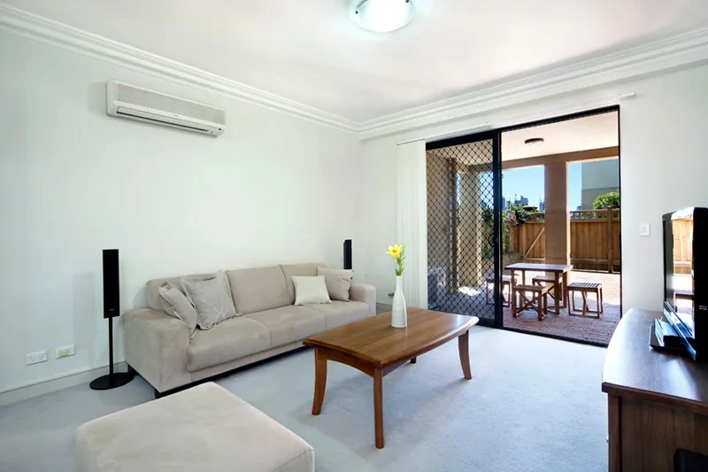 Tastefully furnished living area in the Balmain garden residence