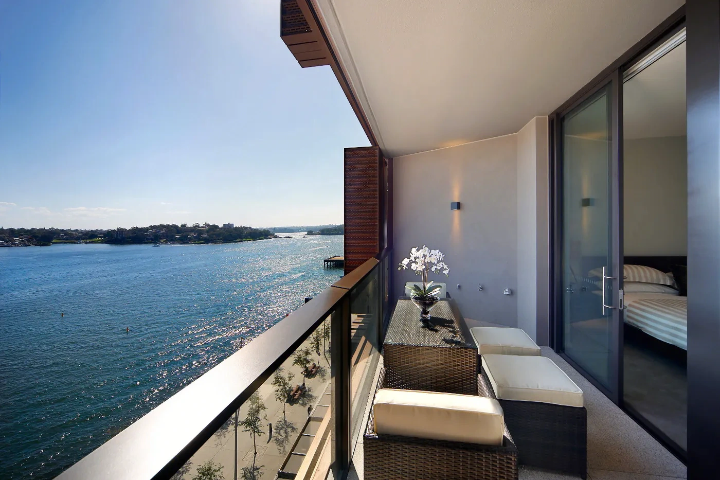 Private balcony with Sydney Harbour views