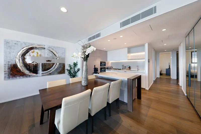 Dining area with harbour outlook