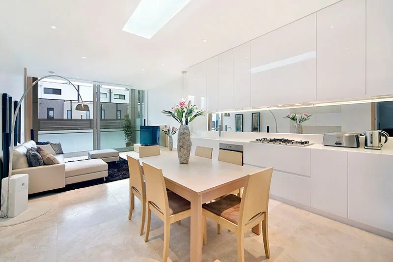 Dining and living area in the Brighton penthouse
