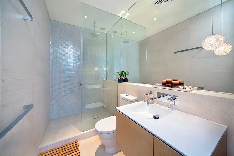 Travertine stone luxe bathroom