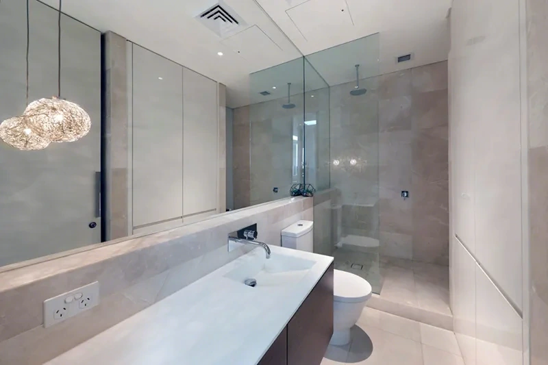 Stone bathroom in the Brighton penthouse