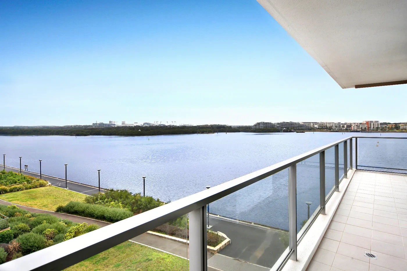 Waterfront penthouse balcony with uninterrupted river views in Rhodes