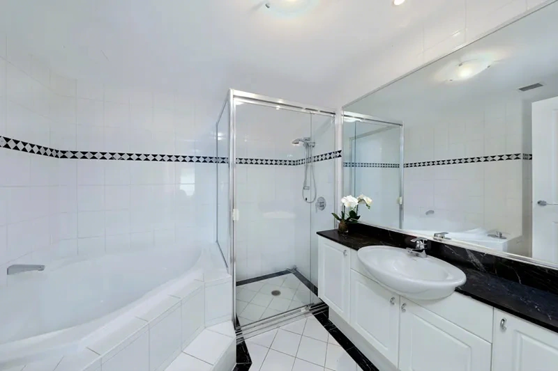 Stylish furnished bathroom in the Rozelle waterfront residence