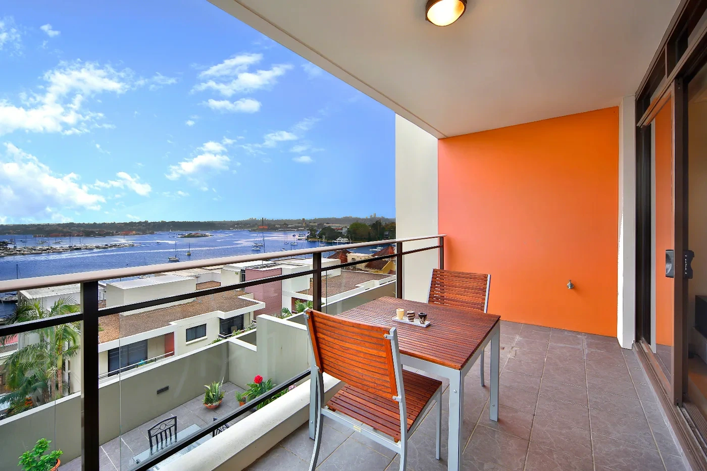 Balcony with beautiful sunset water views in Rozelle