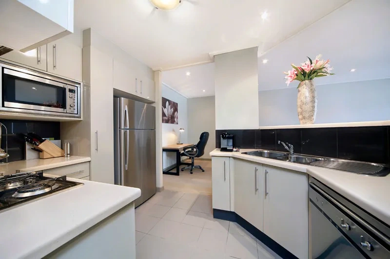 Designer kitchen in the waterfront residence
